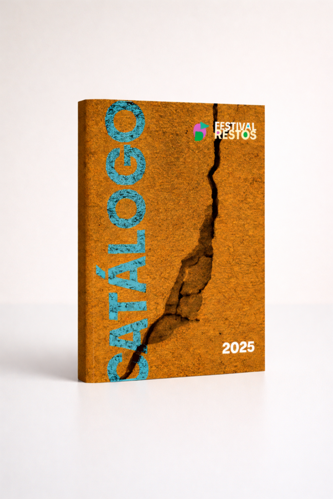 Catálogo I Festival Restos 2025. 144 pags. A5 quatricomia, 90gr offset. Capa Couché 170 gr. Coord: Laura Corcuera, Desenho: Emnanuel Gimeno. Selo La Perereka, Rio de janeiro, janeiro de 2026.